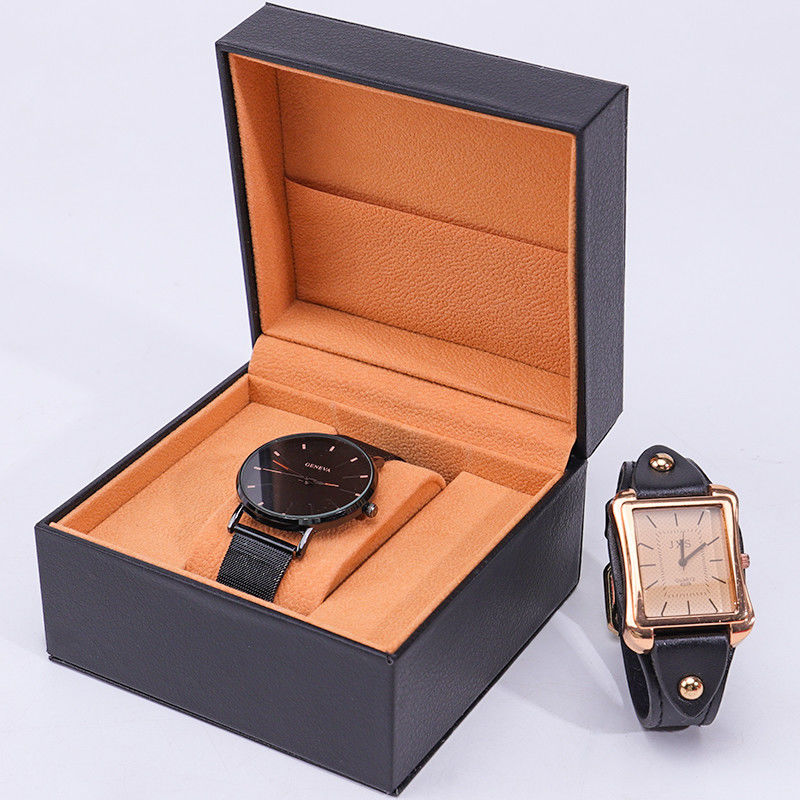 Stylish Soft Lining PU Leather Watch Storage Box With Inner Jewelry Pocket