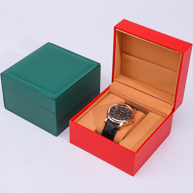 Stylish Soft Lining PU Leather Watch Storage Box With Inner Jewelry Pocket