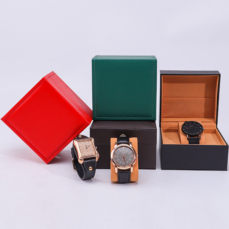 Stylish Soft Lining PU Leather Watch Storage Box With Inner Jewelry Pocket