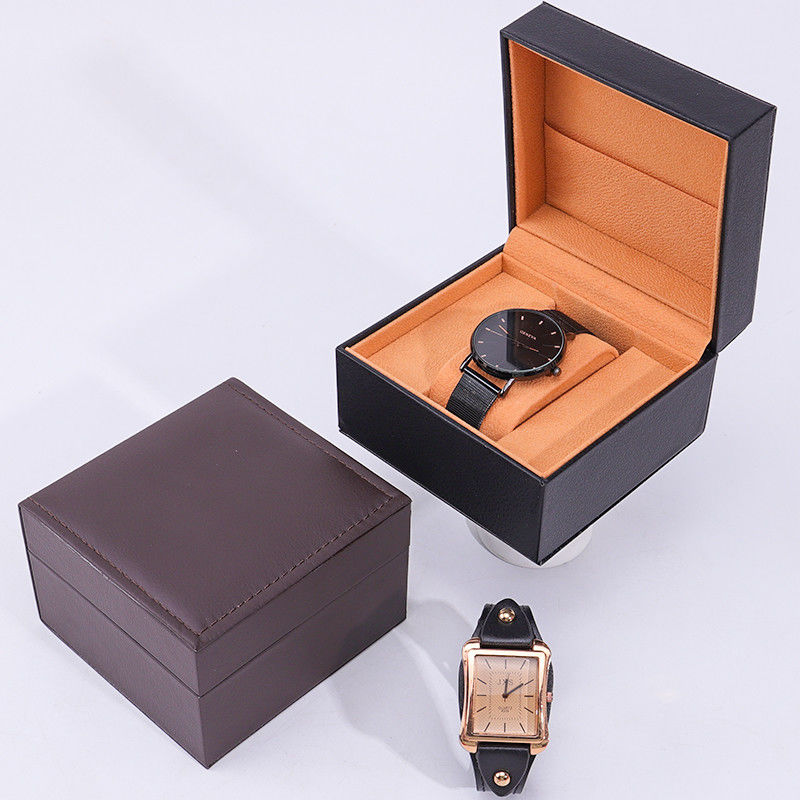 Stylish Soft Lining PU Leather Watch Storage Box With Inner Jewelry Pocket