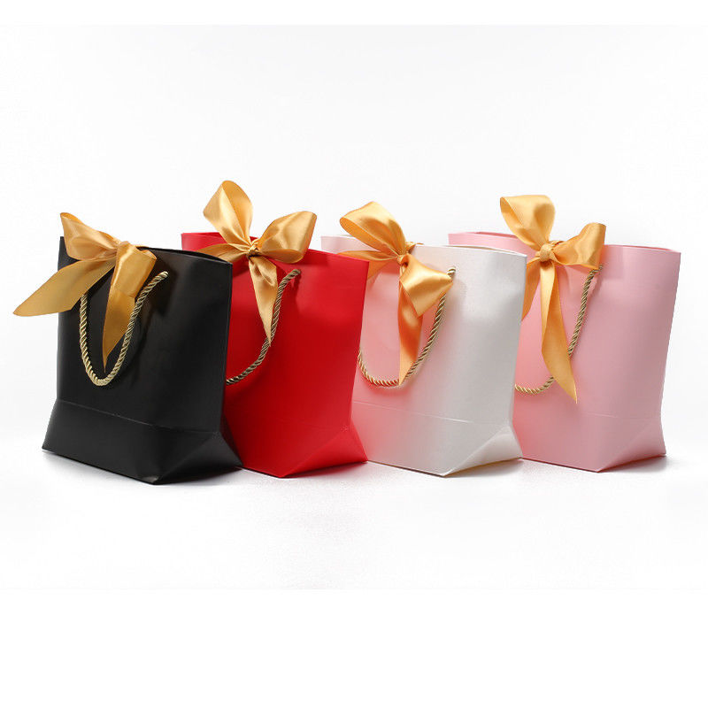 Compact Gorgeous Cardboard Paper Gift Tote Bag Bowknot Ornament for Birthday