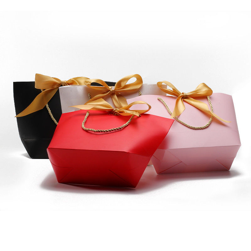 Compact Gorgeous Cardboard Paper Gift Tote Bag Bowknot Ornament for Birthday
