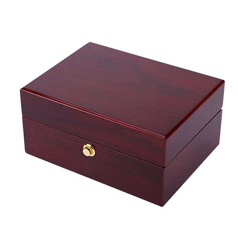 OEM DustProof Wooden Luxury Watch Storage Box With Push Button Closure