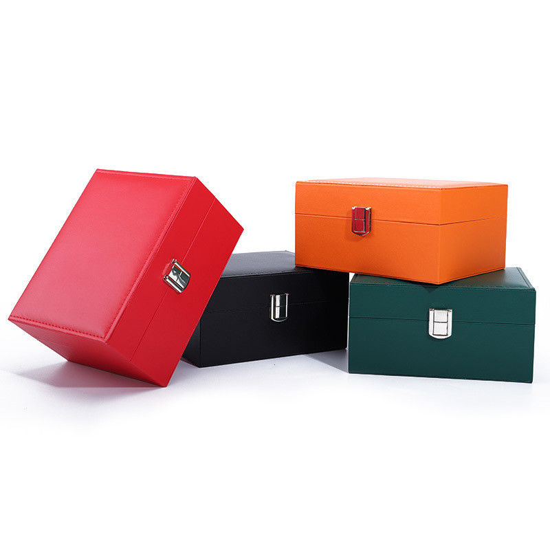 Upscale Damp Proof Sleek Faux Leather Watch Box Packaging with Buckle Closure