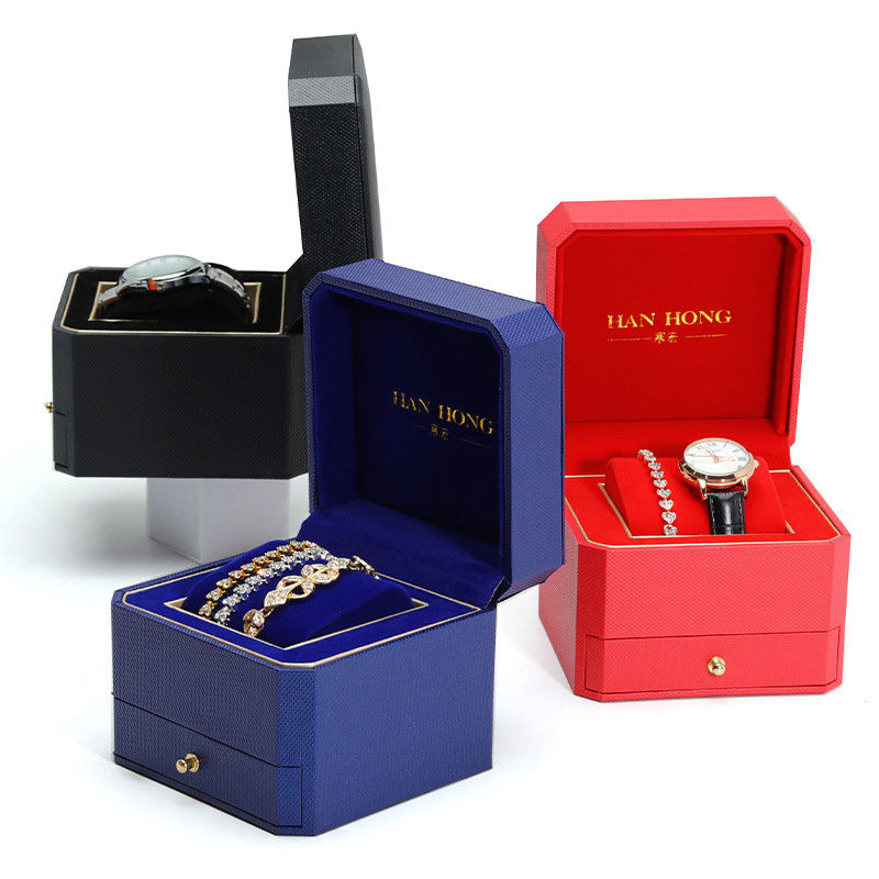 Custom Logo Hard Paper Watch Box Packaging Luxury Storage Organizer With Drawer