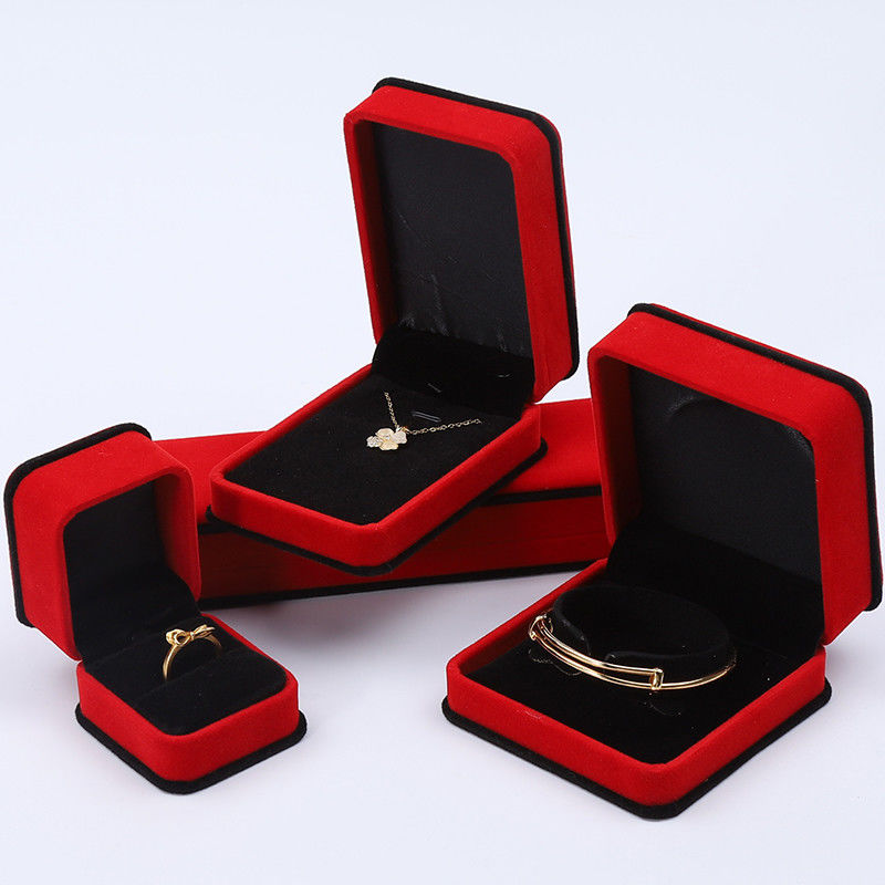 Handmade Noble Velvet Jewelry Box Round Corner Ring Case for Ear Stud Bracelet Pendant