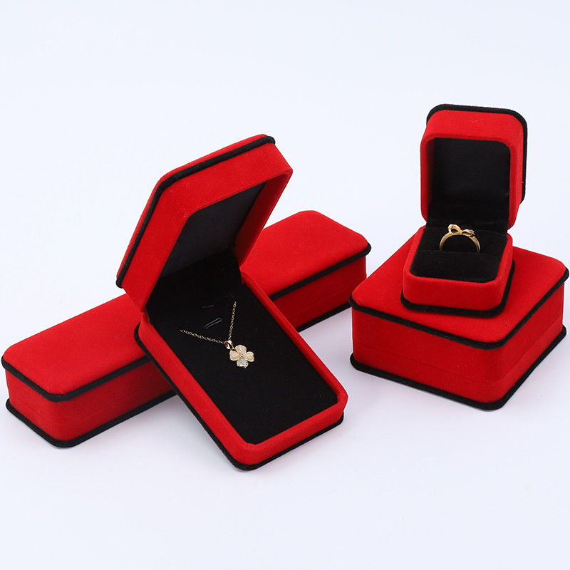 Handmade Noble Velvet Jewelry Box Round Corner Ring Case for Ear Stud Bracelet Pendant