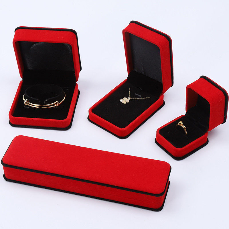 Handmade Noble Velvet Jewelry Box Round Corner Ring Case for Ear Stud Bracelet Pendant