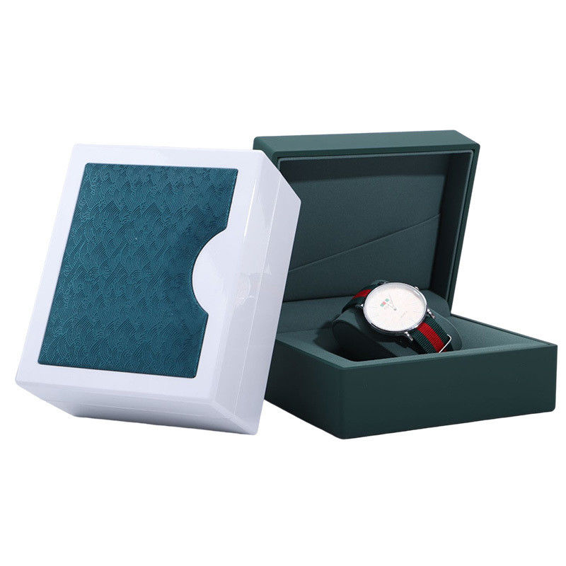Gorgeous Glossy Smooth Plastic Watch Packaging Box With Stylish Leather Pattern