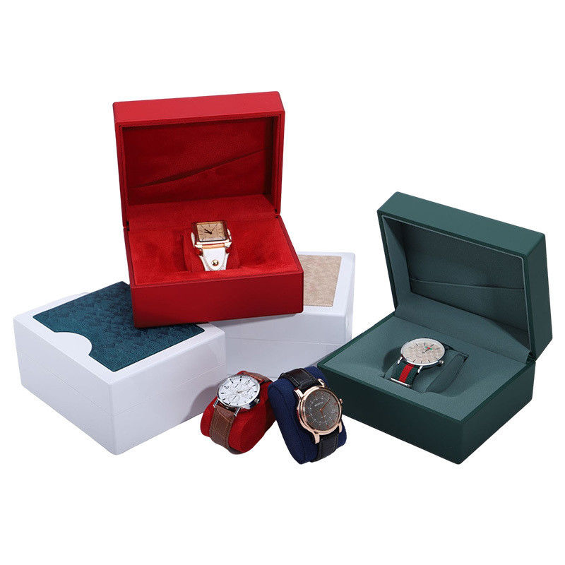 Gorgeous Glossy Smooth Plastic Watch Packaging Box With Stylish Leather Pattern