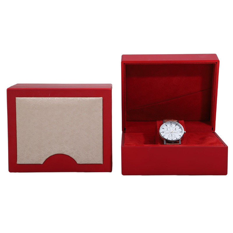 Gorgeous Glossy Smooth Plastic Watch Packaging Box With Stylish Leather Pattern