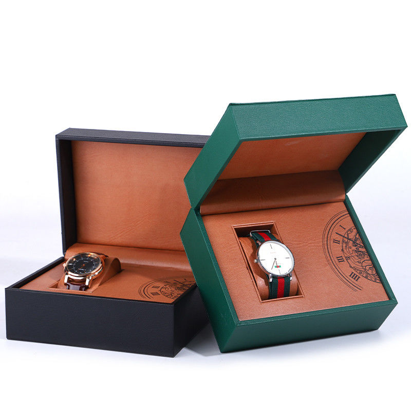 Eye-Catching Internal Printing Faux Leather Luxury Watch Packaging Box for Gift