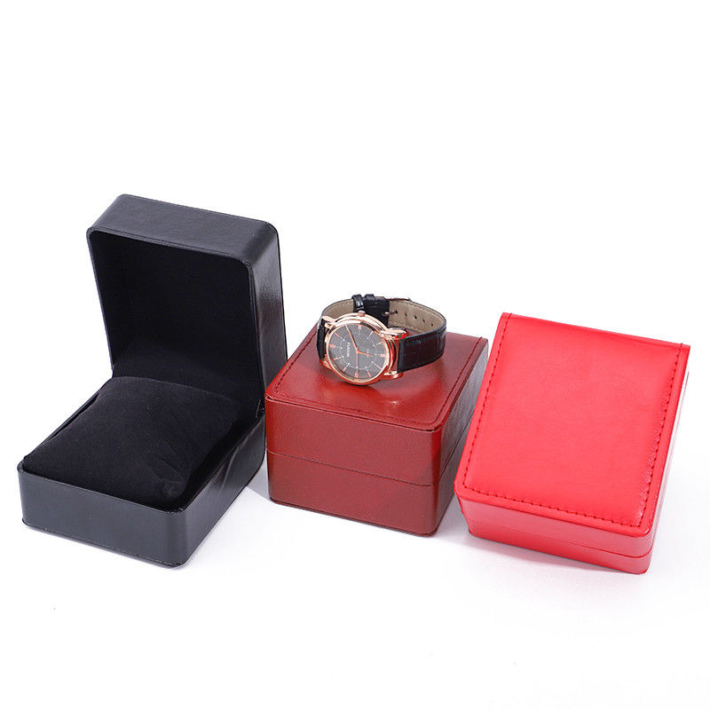 Mens Square Faux Leather Watch Case Box With Pillow For Luxury Display