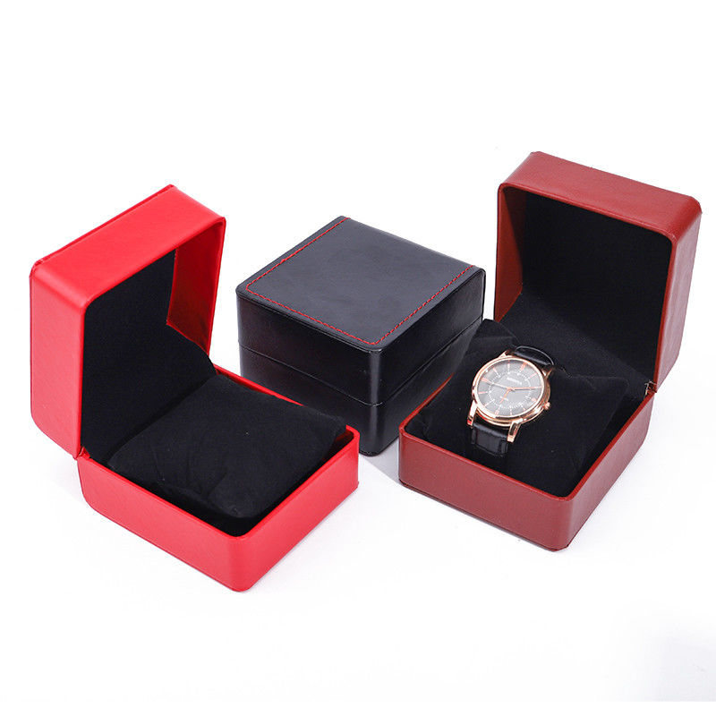 Mens Square Faux Leather Watch Case Box With Pillow For Luxury Display