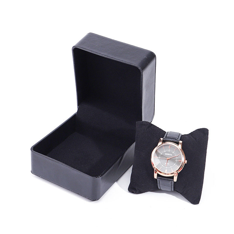 Mens Square Faux Leather Watch Case Box With Pillow For Luxury Display