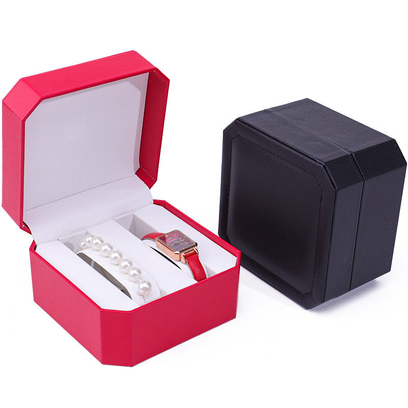 Octagonal Leather Watch Storage Case Multiple Compartments For Gift Packaging