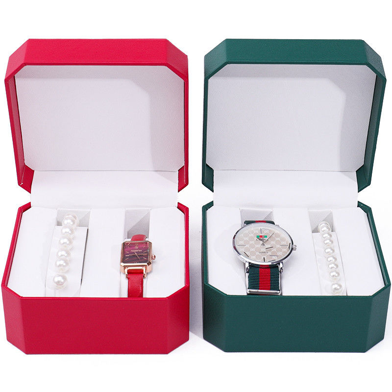 Octagonal Leather Watch Storage Case Multiple Compartments For Gift Packaging