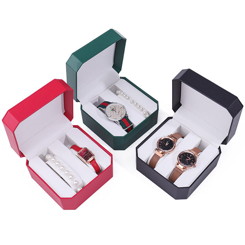 Octagonal Leather Watch Storage Case Multiple Compartments For Gift Packaging