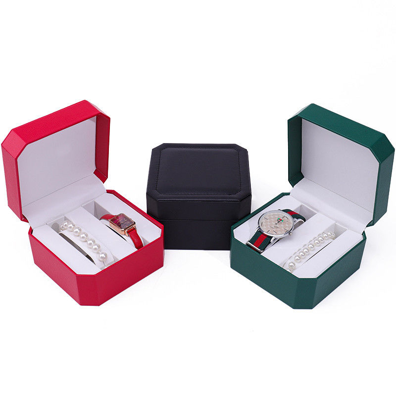 Octagonal Leather Watch Storage Case Multiple Compartments For Gift Packaging