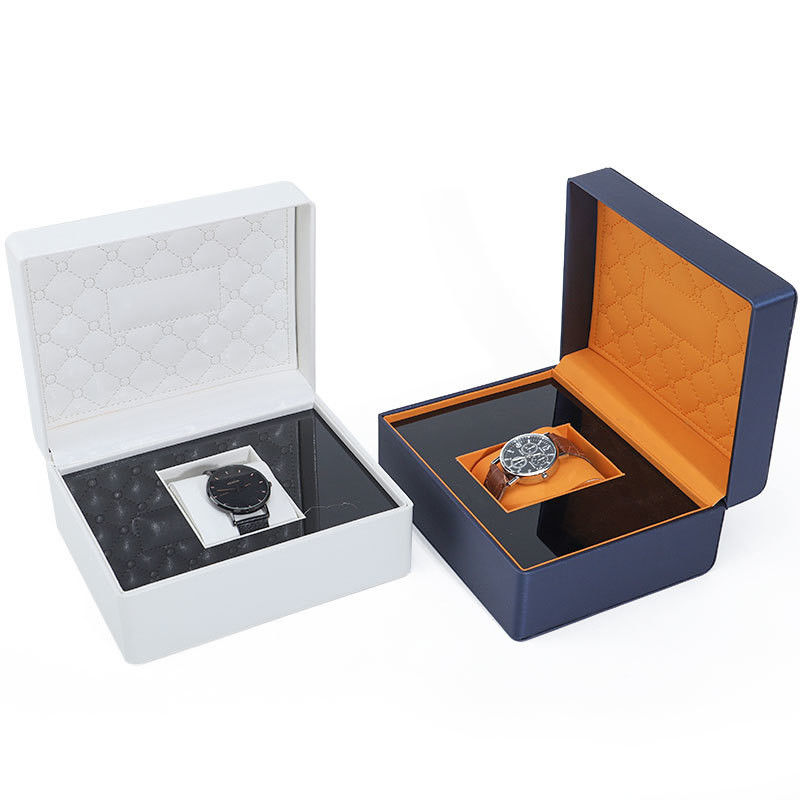 Soft Touch Lining PU Leather Watch Box Luxury Packaging with Sleek Wooden Internal