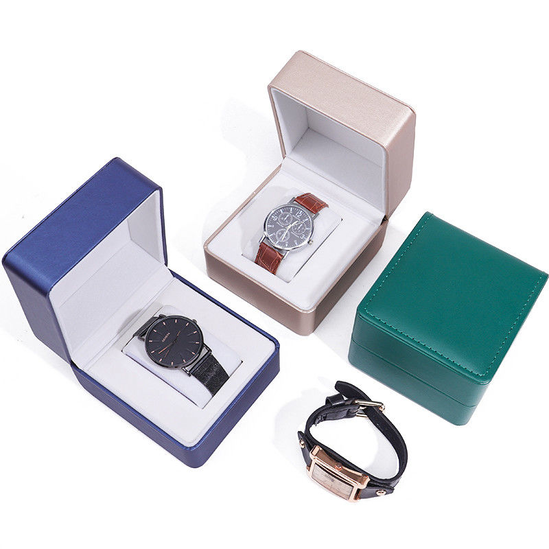 Brush Grain Smooth Faux Leather Watch Storage Box Handmade Chic Luxury Packaging for Men