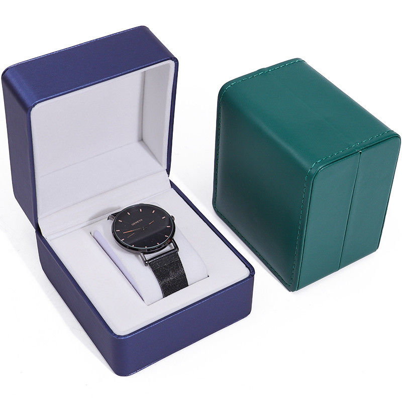 Brush Finishing Faux Leather Watch Storage Box Square Luxury Holder for Valentine's Day