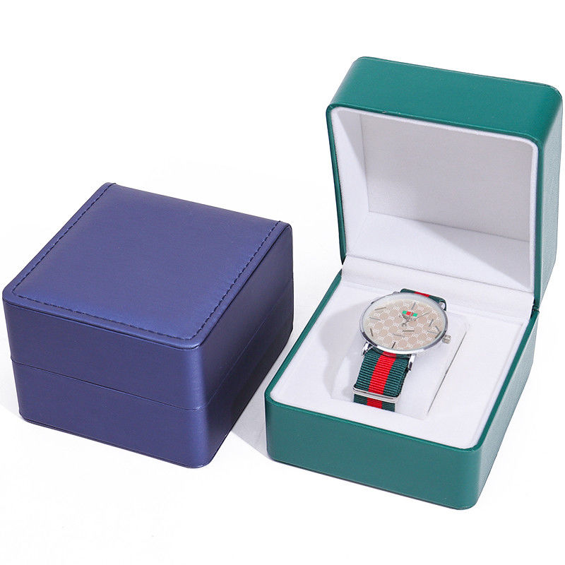 Brush Finishing Faux Leather Watch Storage Box Square Luxury Holder for Valentine's Day