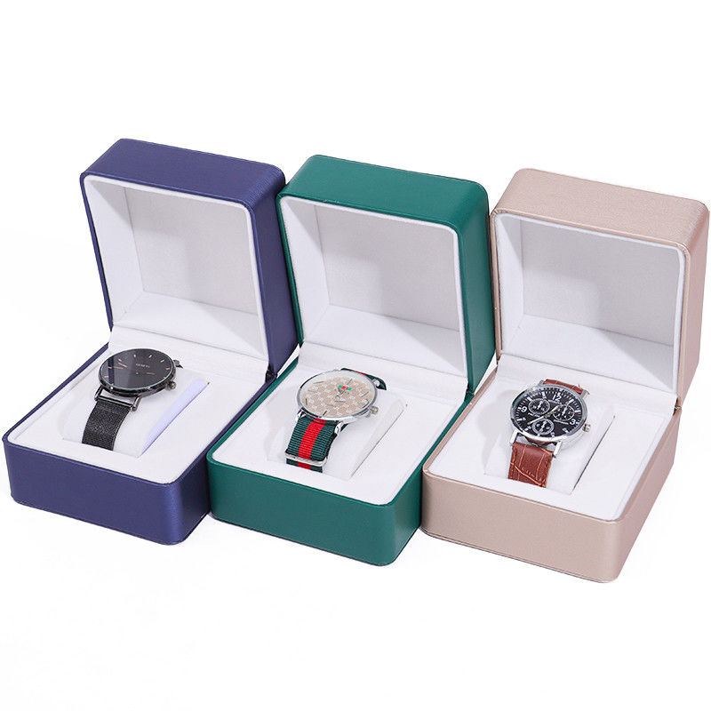 Brush Grain Smooth Faux Leather Watch Storage Box Handmade Chic Luxury Packaging for Men