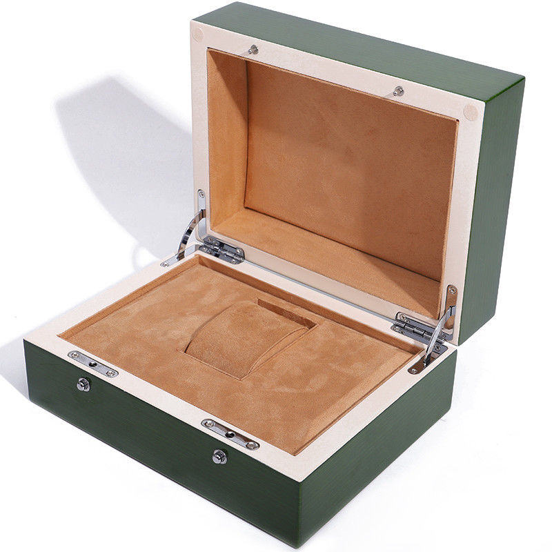 High End Green Wooden Watch Box for Luxury Gift Packaging with Flipped Tote Bag