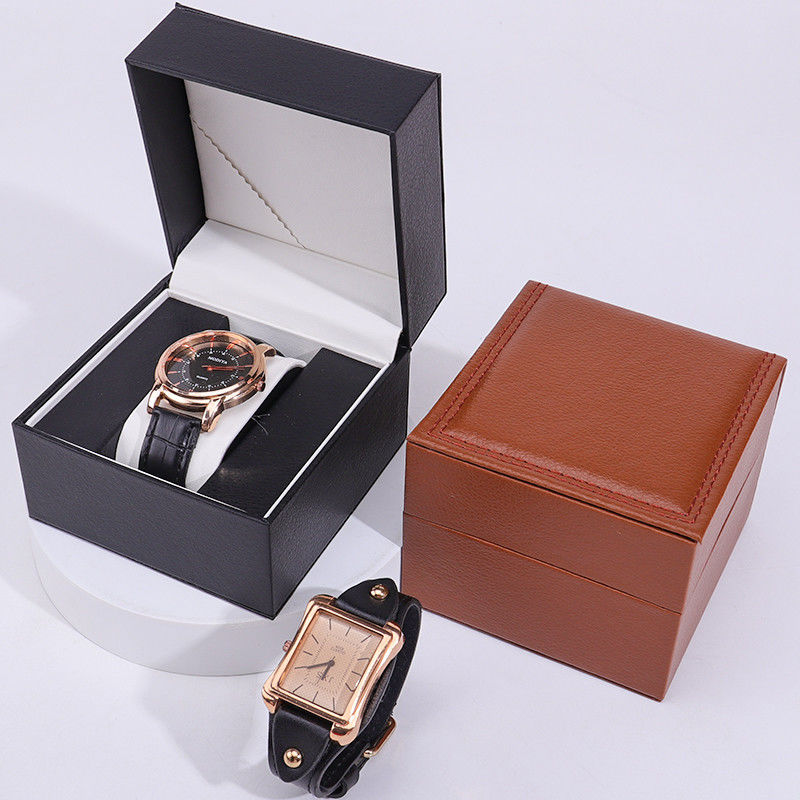 Square Faux Leather Watch Packaging Box Tasteful Dustproof Casio Case for Gift