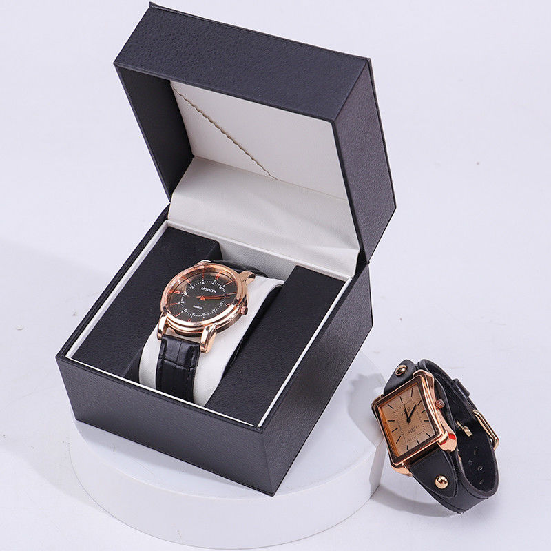 High-End PU Leather Watch Storage Box with Wooden Internal for Luxury Packaging