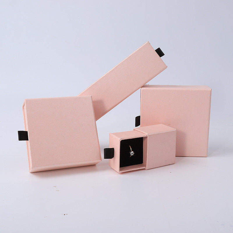 Rectangular jewellery Box Eco Friendly square paper pink drawer Jewelry Box