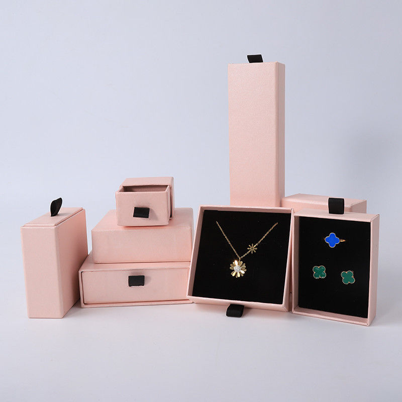 Rectangular jewellery Box Eco Friendly square paper pink drawer Jewelry Box