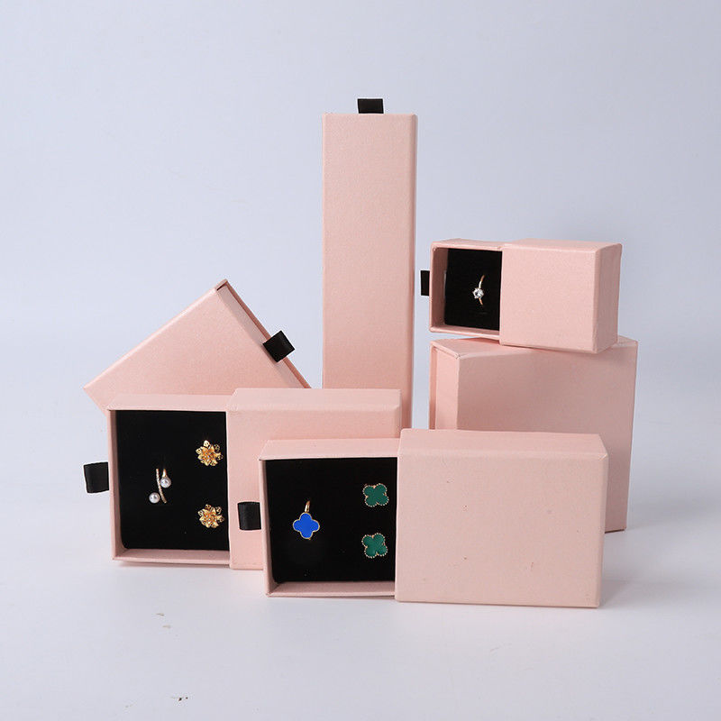 Rectangular jewellery Box Eco Friendly square paper pink drawer Jewelry Box