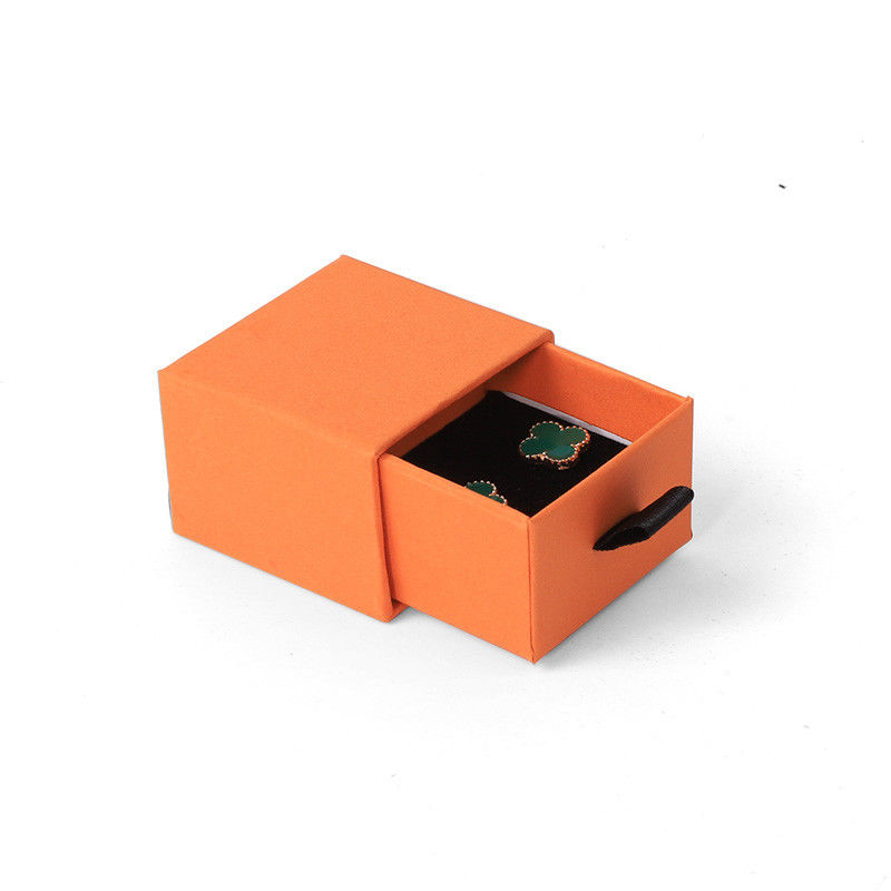 Rectangular jewellery Box Eco Friendly square paper orange drawer Jewelry Box