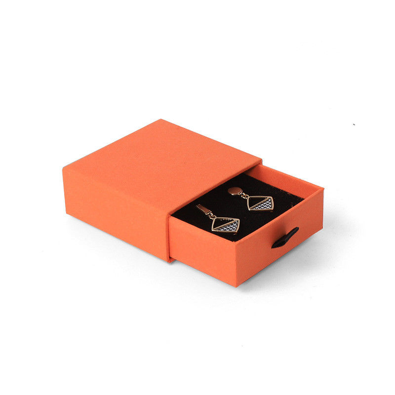 Rectangular jewellery Box Eco Friendly square paper orange drawer Jewelry Box