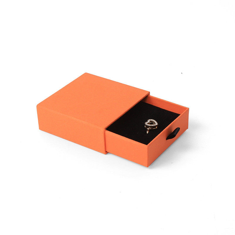Rectangular jewellery Box Eco Friendly square paper orange drawer Jewelry Box