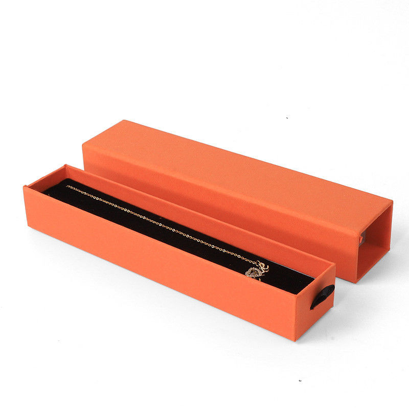 Rectangular jewellery Box Eco Friendly square paper orange drawer Jewelry Box