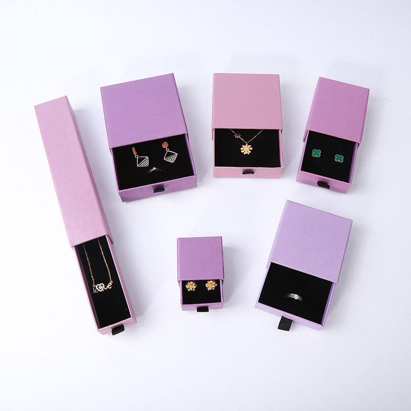 Rectangular jewellery Box Eco Friendly square paper purple drawer Jewelry Box