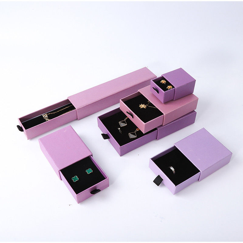 Rectangular jewellery Box Eco Friendly square paper purple drawer Jewelry Box