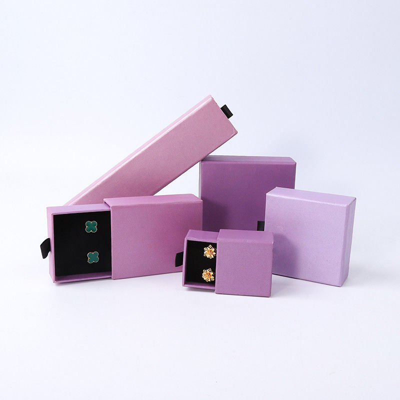 Rectangular jewellery Box Eco Friendly square paper purple drawer Jewelry Box