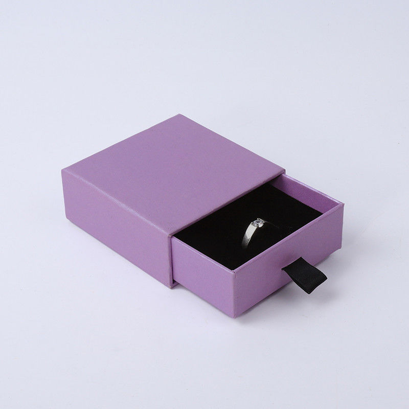 Rectangular jewellery Box Eco Friendly square paper purple drawer Jewelry Box
