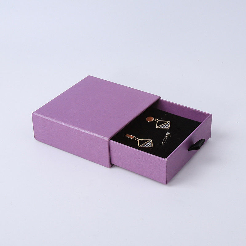 Rectangular jewellery Box Eco Friendly square paper purple drawer Jewelry Box