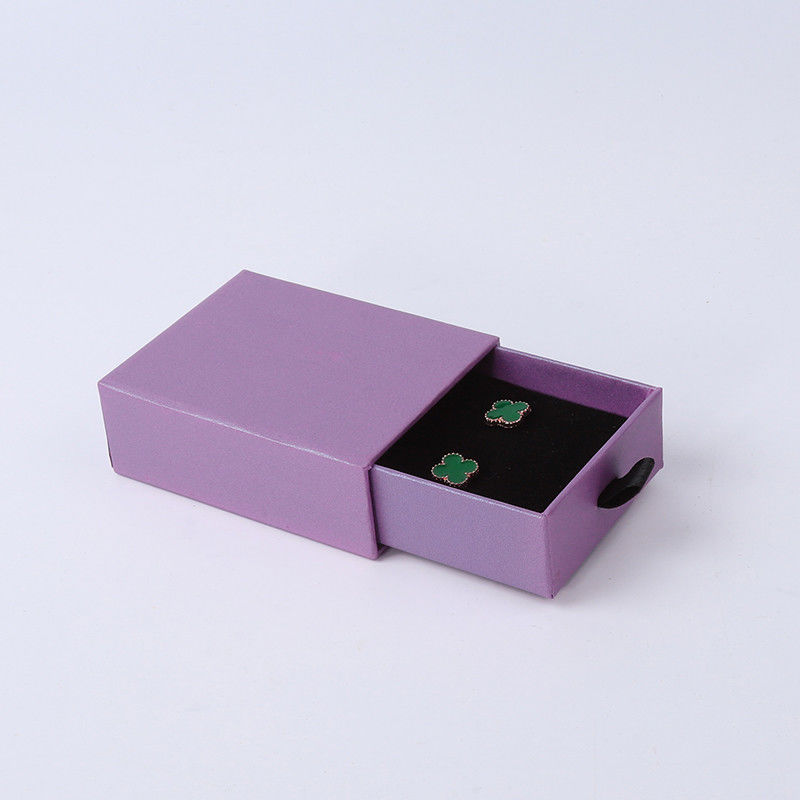 Rectangular jewellery Box Eco Friendly square paper purple drawer Jewelry Box
