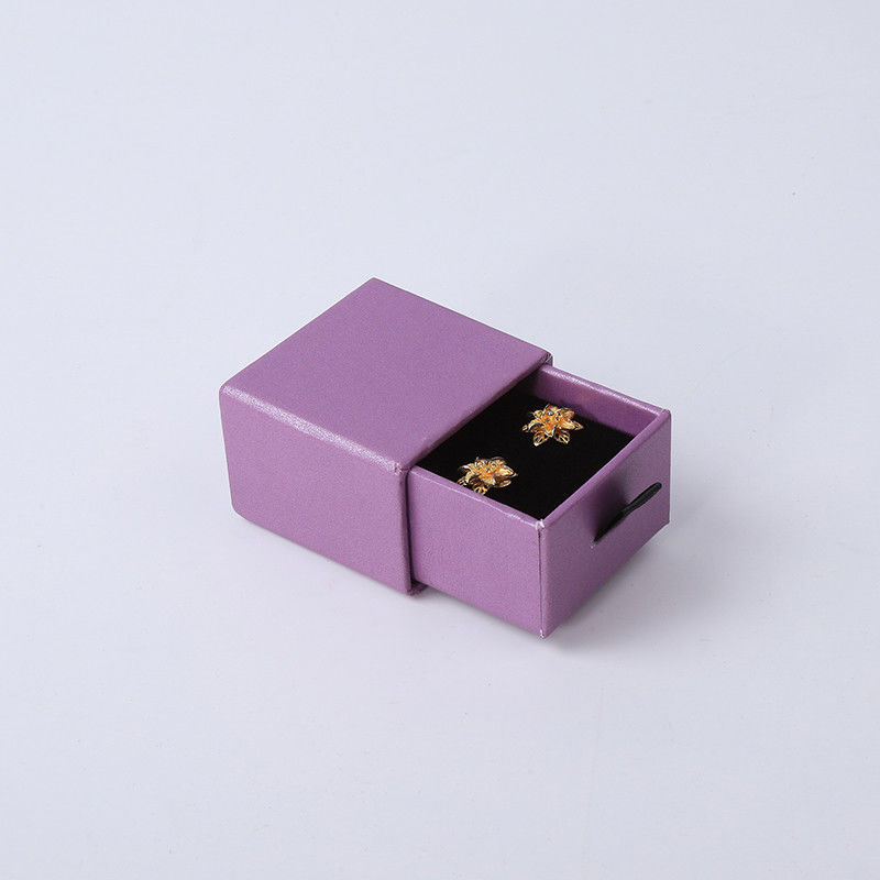 Rectangular jewellery Box Eco Friendly square paper purple drawer Jewelry Box