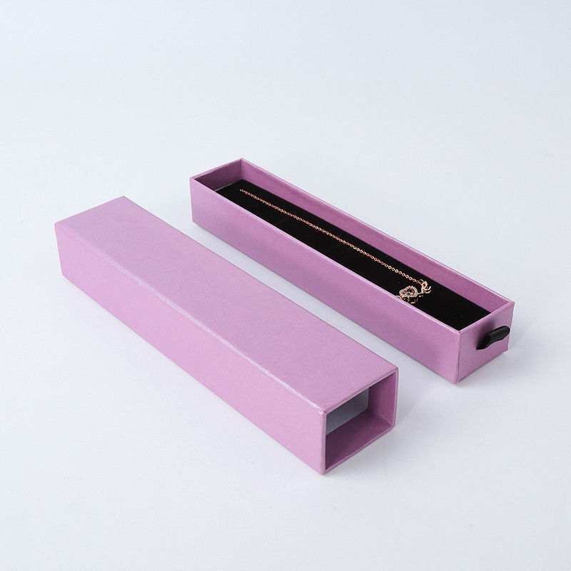 Rectangular jewellery Box Eco Friendly square paper purple drawer Jewelry Box