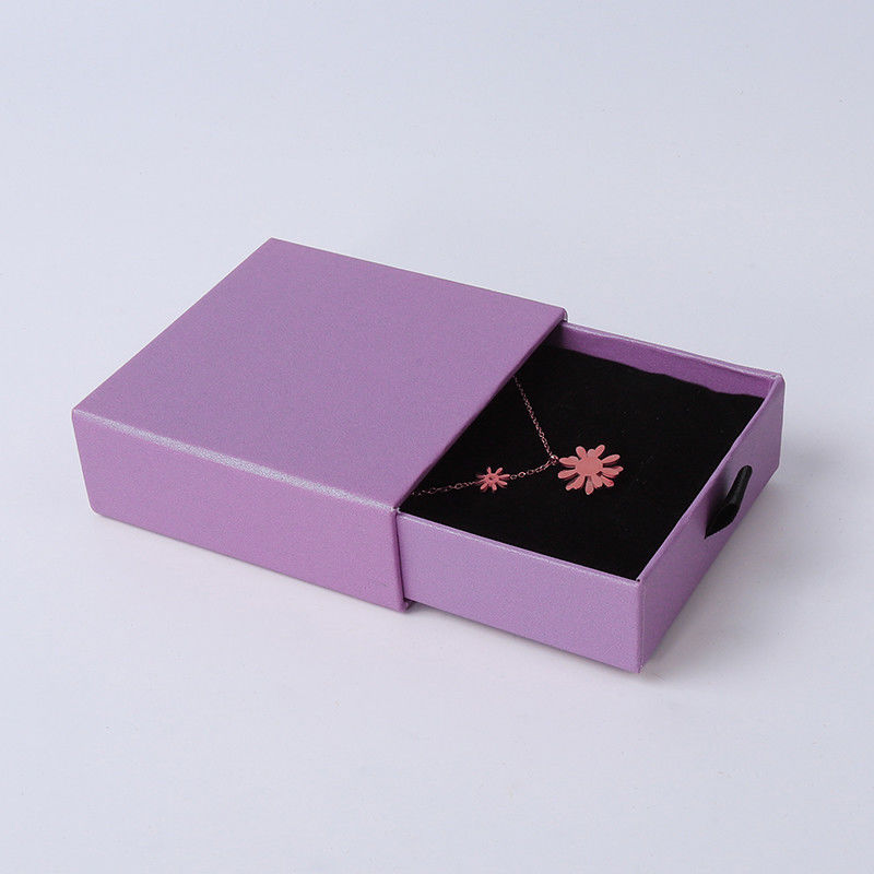 Rectangular jewellery Box Eco Friendly square paper purple drawer Jewelry Box
