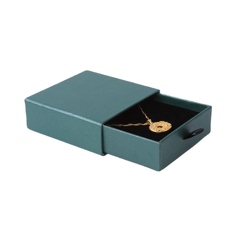 Rectangular jewellery Box Eco Friendly square paper green drawer Jewelry Box