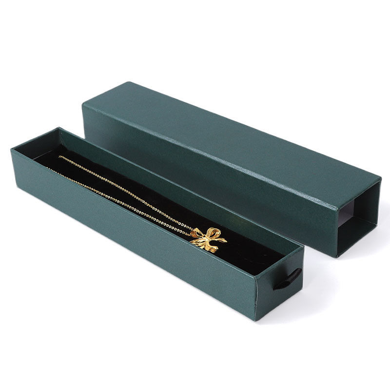 Rectangular jewellery Box Eco Friendly square paper green drawer Jewelry Box