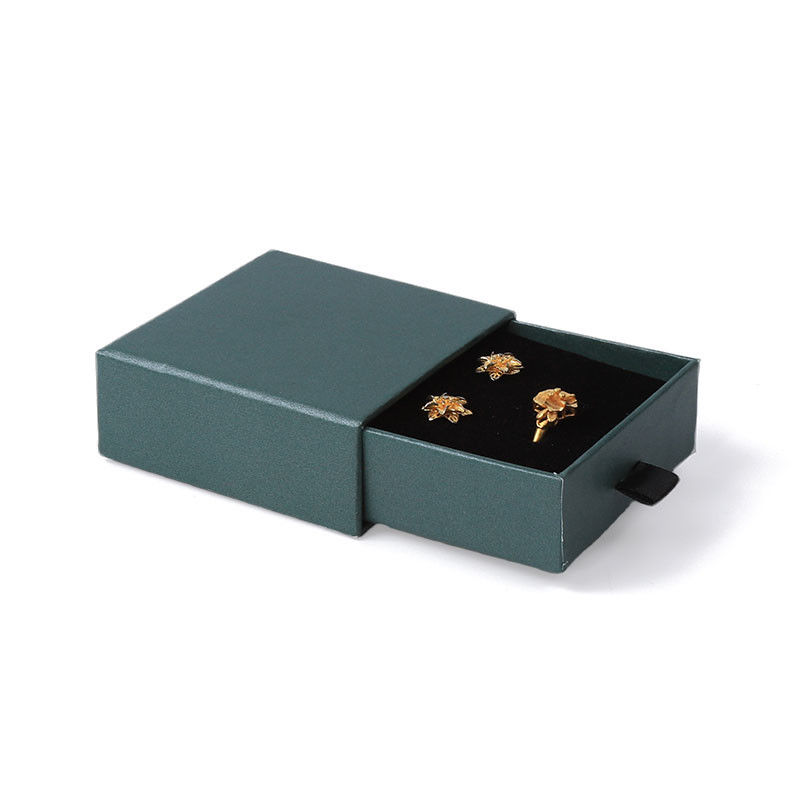 Rectangular jewellery Box Eco Friendly square paper green drawer Jewelry Box